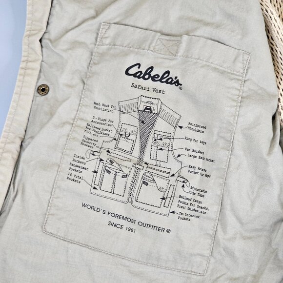 Cabelas Safari Vest Mens Large Beige Multi Pocket Fishing Hunting - Picture 11 of 16